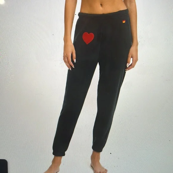 NWT Aviator Nation Heart Embroidery Sweatpants Small - Picture 2 of 4